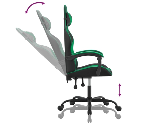 Silla gaming giratoria cuero sintético negro y verde