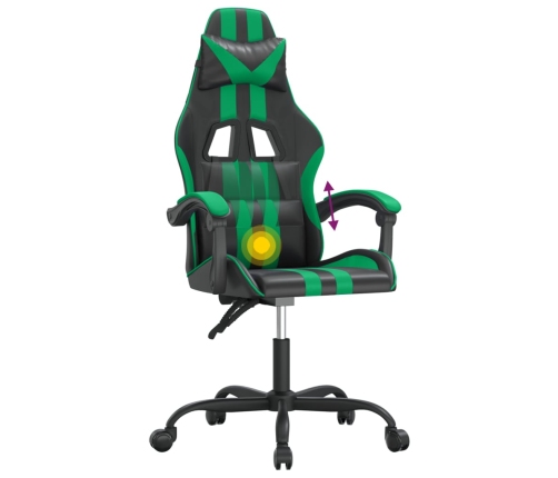 Silla gaming giratoria cuero sintético negro y verde