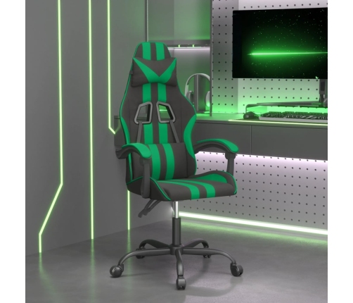 Silla gaming giratoria cuero sintético negro y verde