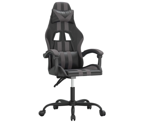 Silla gaming giratoria cuero sintético negro y gris