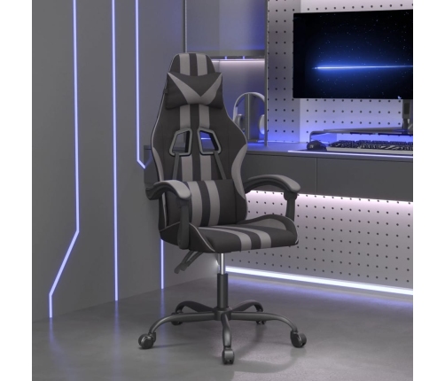 Silla gaming giratoria cuero sintético negro y gris