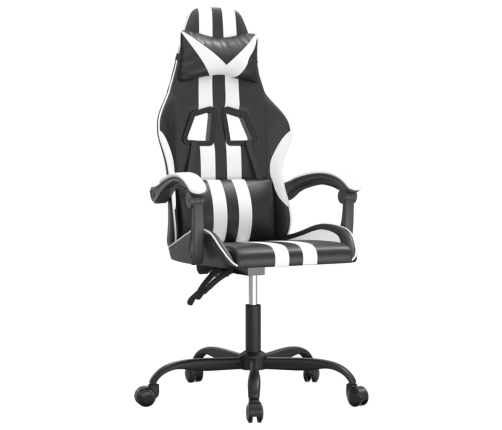 Silla gaming giratoria cuero sintético negro y blanco