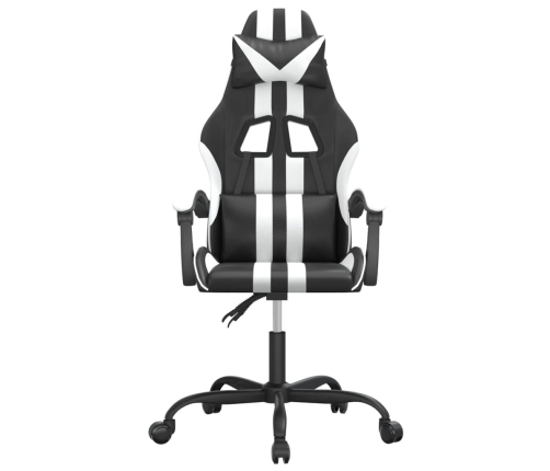 Silla gaming giratoria cuero sintético negro y blanco