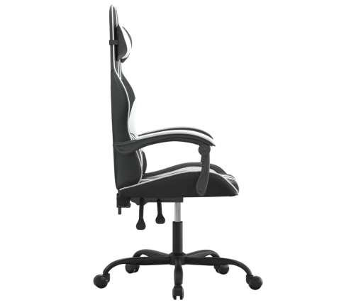 Silla gaming giratoria cuero sintético negro y blanco