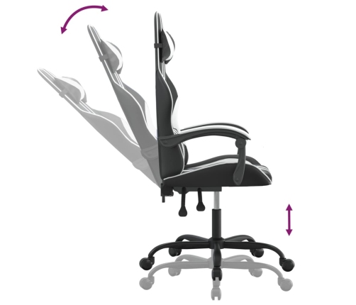 Silla gaming giratoria cuero sintético negro y blanco