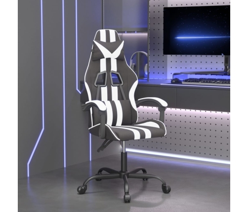 Silla gaming giratoria cuero sintético negro y blanco