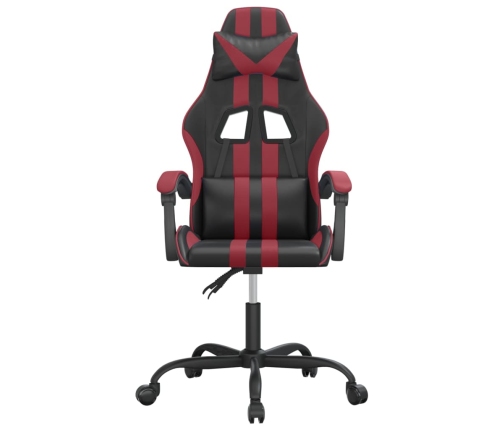 Silla gaming giratoria cuero sintético negro y rojo vino tinto