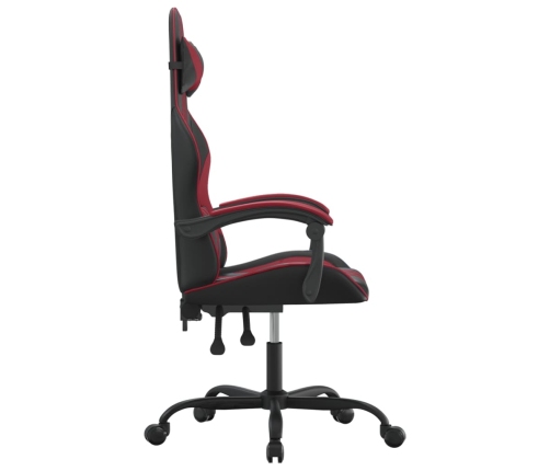 Silla gaming giratoria cuero sintético negro y rojo vino tinto