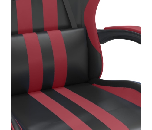 Silla gaming giratoria cuero sintético negro y rojo vino tinto