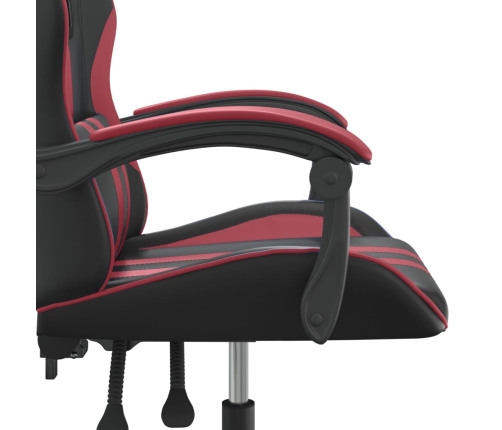 Silla gaming giratoria cuero sintético negro y rojo vino tinto