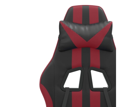 Silla gaming giratoria cuero sintético negro y rojo vino tinto