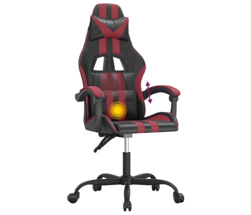 Silla gaming giratoria cuero sintético negro y rojo vino tinto