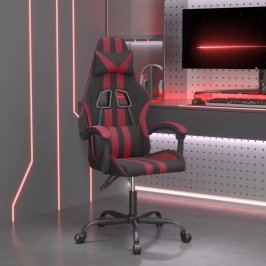 Silla gaming giratoria cuero sintético negro y rojo vino tinto