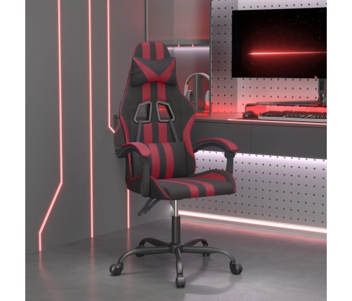 Silla gaming giratoria cuero sintético negro y rojo vino tinto