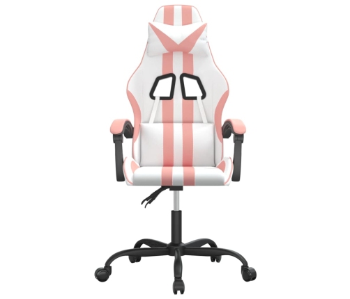 Silla gaming giratoria cuero sintético blanco y rosa