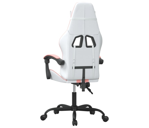 Silla gaming giratoria cuero sintético blanco y rosa