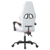 Silla gaming giratoria cuero sintético blanco y rosa