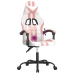 Silla gaming giratoria cuero sintético blanco y rosa