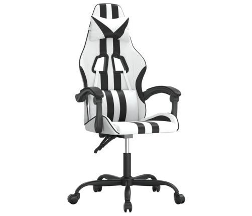 Silla gaming giratoria cuero sintético blanco y negro