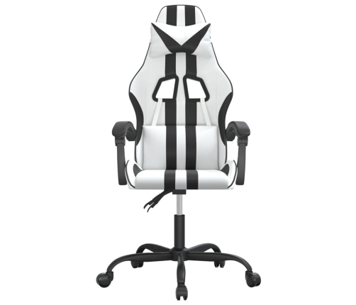 Silla gaming giratoria cuero sintético blanco y negro