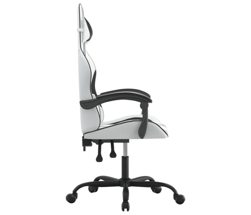 Silla gaming giratoria cuero sintético blanco y negro