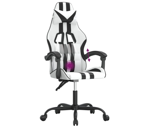 Silla gaming giratoria cuero sintético blanco y negro