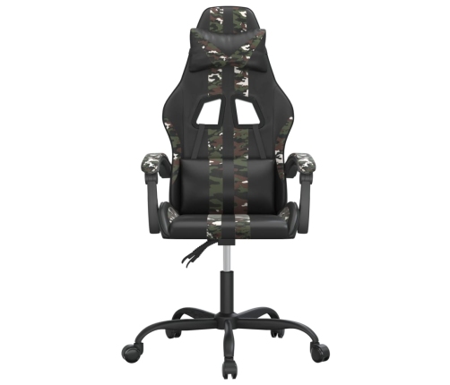 Silla gaming giratoria cuero sintético negro y camuflaje