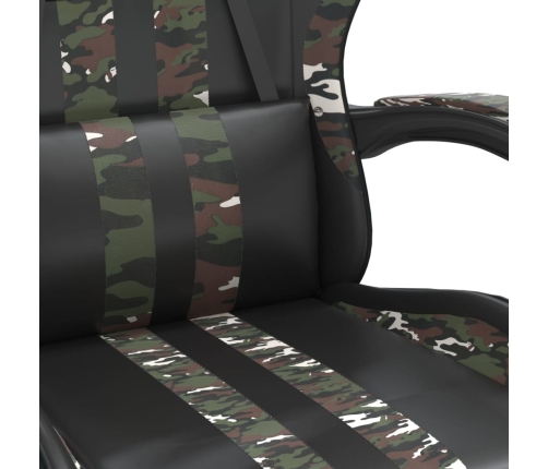 Silla gaming giratoria cuero sintético negro y camuflaje