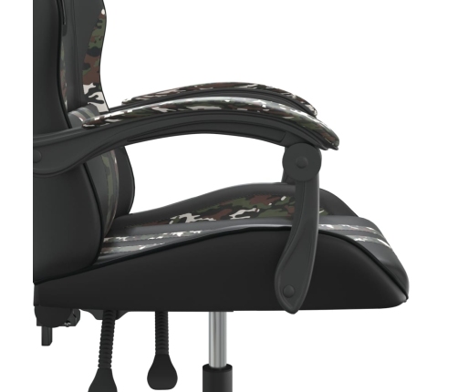 Silla gaming giratoria cuero sintético negro y camuflaje