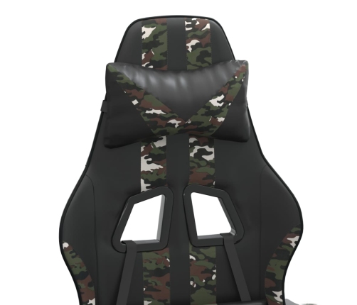 Silla gaming giratoria cuero sintético negro y camuflaje