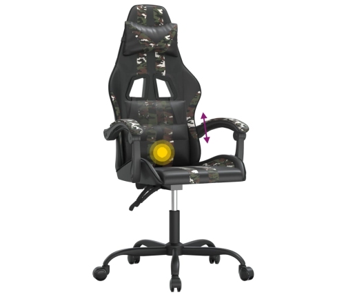 Silla gaming giratoria cuero sintético negro y camuflaje