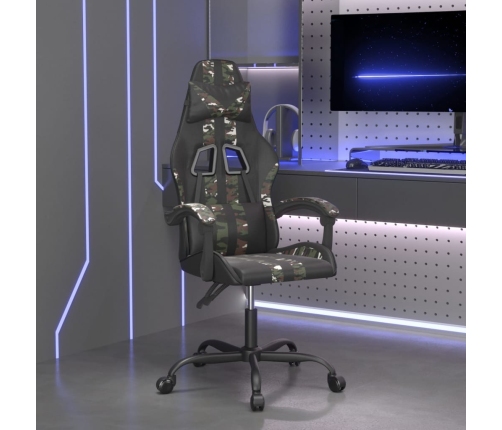 Silla gaming giratoria cuero sintético negro y camuflaje