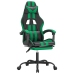 Silla gaming giratoria y reposapiés cuero sintético negro verde