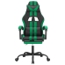 Silla gaming giratoria y reposapiés cuero sintético negro verde