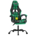 Silla gaming giratoria y reposapiés cuero sintético negro verde