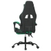 Silla gaming giratoria y reposapiés cuero sintético negro verde