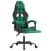 Silla gaming giratoria y reposapiés cuero sintético negro verde