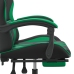 Silla gaming giratoria y reposapiés cuero sintético negro verde