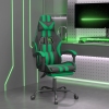 Silla gaming giratoria y reposapiés cuero sintético negro verde