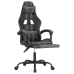 Silla gaming giratoria y reposapiés cuero sintético negro gris