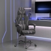 Silla gaming giratoria y reposapiés cuero sintético negro gris