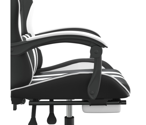 Silla gaming giratoria reposapiés cuero sintético negro blanco