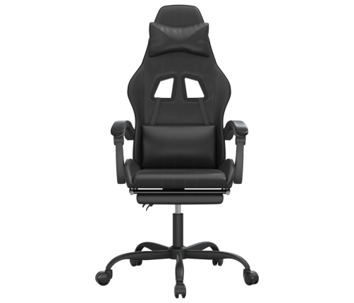 Silla gaming giratoria y reposapiés cuero sintético negro