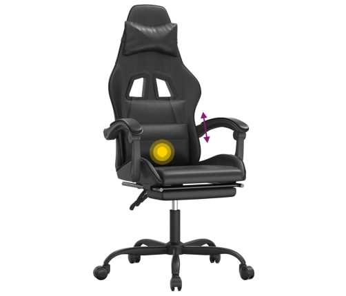 Silla gaming giratoria y reposapiés cuero sintético negro