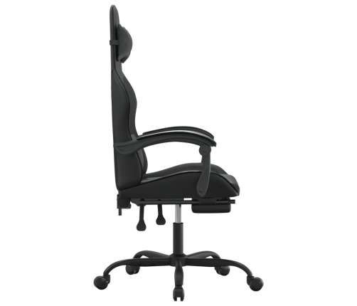 Silla gaming giratoria y reposapiés cuero sintético negro