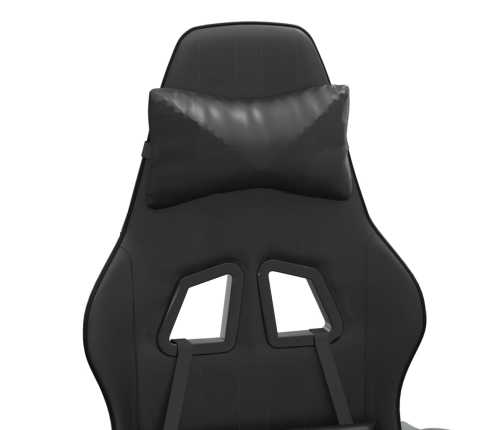 Silla gaming giratoria y reposapiés cuero sintético negro