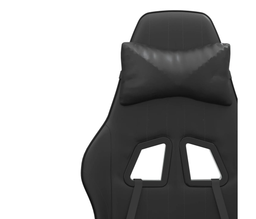 Silla gaming giratoria y reposapiés cuero sintético negro