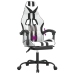 Silla gaming giratoria reposapiés cuero sintético blanco negro