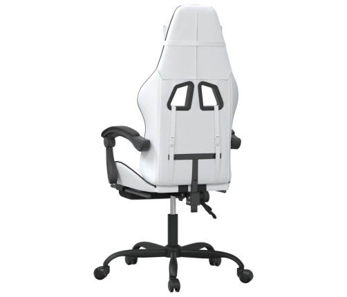 Silla gaming giratoria reposapiés cuero sintético blanco negro