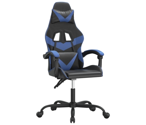 Silla gaming giratoria cuero sintético negro y azul